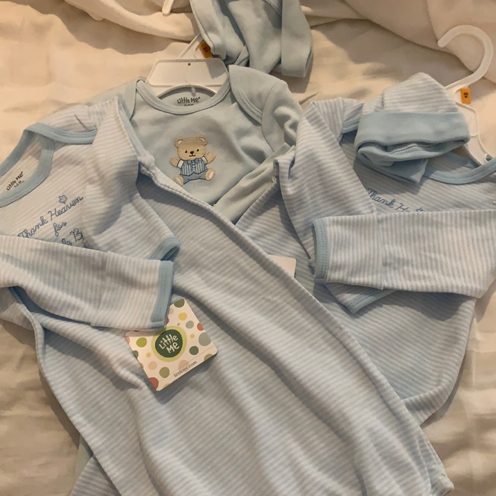 3 NWT Little Me Blue Infant Gowns
